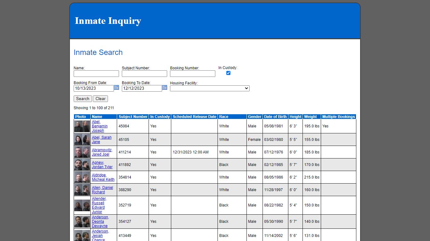 Inmate Search - webportal.mcits.site